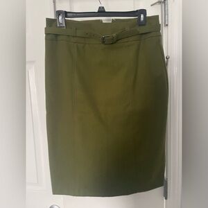 Olive green pencil skirt, size 8